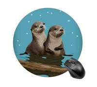 Cute Otters Round Mouse Pad Smooth Glide Gaming Mousepad Extra Density Portable Comfortable Mouse Mat for Desk, Home, Office 7.8x7.8 Inches