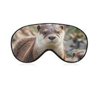 Cute Otters Sleep Mask Comfort Travel Eye Masks with Adjustable Elastic Strap Soft Funny Block Light Sleep Eye Cover for Side Sleeper for Nap Men Women Gift