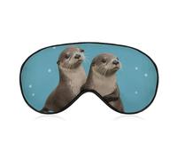 Cute Otters Sleeping Mask, Light Blocking Eye Mask, Comfortable and Soft, Eye Cover with Elastic Band, Suitable for Men and Women, Suitable for Travel/Sleeping