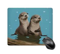 Cute Otters Square Mouse Pad Portable Computer Mousepad with Non-Slip Rubber Base 18 * 22cm Ultra-Thin Gaming Mouse Mat for Computer Laptop Office Desk Accessories