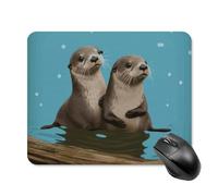 Cute Otters Square Mouse Pad Portable Computer Mousepad with Non-Slip Rubber Base 20 * 25cm Ultra-Thin Gaming Mouse Mat for Computer Laptop Office Desk Accessories