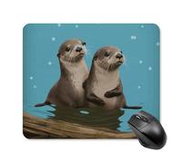 Cute Otters Square Mouse Pad Portable Computer Mousepad with Non-Slip Rubber Base 25 * 30cm Ultra-Thin Gaming Mouse Mat for Computer Laptop Office Desk Accessories