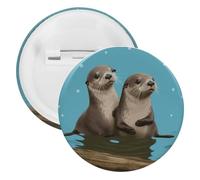 Cute Otters Tinplate Badge Personalized Round Brooch Large Craft Button Suitable for Teachers, Nurses, Doctors, Staff, Party Gift Accessories, 1Pcs, Plastic, plastics