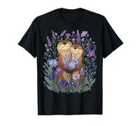 Cute Otters with Flowers - Otter Lover T-Shirt