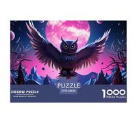 Cute Owl 1000 Piece 。 Puzzles for Adults - Fun, Challenging & Brainteasing Adults 。 Puzzle - Under The Beautiful Moon Puzzle - 100% Recycled Cardboard - 1000 Pcs - 38x26cm/1000pcs