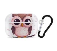 Cute Owl AirPods Pro Case Cover with Keychain Ring PC Hard Shell Protective Case for AirPods Pro 2nd for Women Men Generation Easy Open Full Drop Protection Cover White-Style