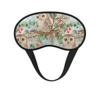 Cute Owl and Red Fruit Composite Cloth Black Edge Eye Mask Men and Women with Elastic Band