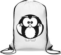 Cute owl Art Gym Sack Casual Drawstring Bag White