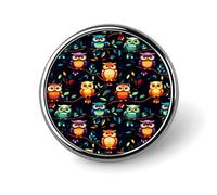 Cute Owl Badge Round Badge Pin Button Lapel Pin Print Brooch Gifts for Men Women 1 Inch