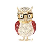 Cute Owl Brooch Pin - Woodland Style Animal Lapel Pin - Crystal Decorative Alloy Brooch for Scarf, Hat or Blazer