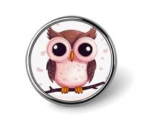 Cute Owl Button Pin,Design Your Own Personalized Pin Back Button Badges Exquisite Round Badge Travel Brooch Metal Decorative Pins for Hat Clothes Backpack
