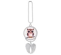 Cute Owl Car Hanging Ornament Rear View Mirror Pendant Lucky Presents Hanging Ornament Funny Car Pendant for Office Auto Home Decoration Silver-style