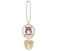 Cute Owl Car Hanging Ornament Rear View Mirror Pendant Lucky Presents Hanging Ornament Funny Car Pendant for Office Auto Home Decoration Golden-style