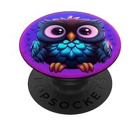 Cute Owl Cartoon Watercolor Colorful Purple Owl PopSockets Adhesive PopGrip