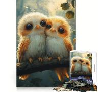 Cute Owl Couple Jigsaw Puzzles 1000 Pieces for Adults Strong Logic Color Fast Fun Challenge (38x26cm)