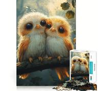 Cute Owl Couple Jigsaw Puzzles 1000 Pieces for Adults Strong Logic Color Fast Fun Challenge (38x26cm)