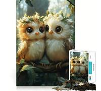 Cute Owl Couple Jigsaw Puzzles for Teenagers 1000 Pieces Strong Logic Smooth Thick Fun Challenge Night Game (50x75cm)
