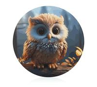 Cute Owl Cutting Board Tempered Glass Chopping Block Sturdy Round Chopping Board Kitchen for Meat Vegetables Cheese And Charcuterie Butcher Board