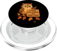 Cute Owl Fall-O-Ween Directions Funny Autumn Pun PopSockets PopGrip for MagSafe