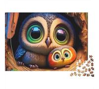 Cute Owl Family-Cartoon Forest Scene 1000 Pcs Durable Plastic Puzzle Gift for Adults Precision Cut Smooth Finish Birthday Gift Home 70x50cm/1000pcs