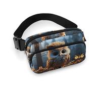Cute Owl Fanny Pack for Women Men Waist Bag Belt Bag Adjustable Casual Bag for Travel Sports Hiking, white, 7.9x5.1inches