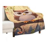 Cute Owl Flannel Throw Blanket - 30"x50" Soft Lightweight Plush Blanket for Couch Bed Sofa, Oversized Camping Travel Blankets, Machine Washable Home Decor Gift for Men Women