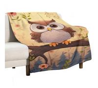Cute Owl Flannel Throw Blanket - 40"x60" Soft Lightweight Plush Blanket for Couch Bed Sofa, Oversized Camping Travel Blankets, Machine Washable Home Decor Gift for Men Women