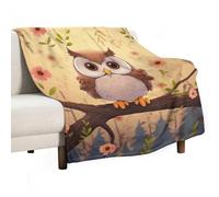 Cute Owl Flannel Throw Blanket - 50"x60" Soft Lightweight Plush Blanket for Couch Bed Sofa, Oversized Camping Travel Blankets, Machine Washable Home Decor Gift for Men Women