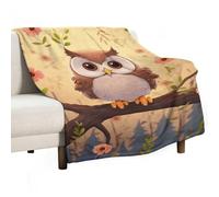 Cute Owl Flannel Throw Blanket - 60"x80" Soft Lightweight Plush Blanket for Couch Bed Sofa, Oversized Camping Travel Blankets, Machine Washable Home Decor Gift for Men Women