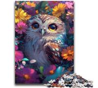 Cute Owl Flowers Jigsaw Puzzles for Teenagers 1000,Learning Educational Toys Family Games with Matching Poster And Trivia Sheet (38x26cm)