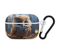Cute Owl for Airpod Pro Case Cover Hard Shell Full Drop Protection Cover with Keychain Compatible with AirPod Pro 2nd/1st Generation, Front LED Visible,White