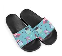 Cute Owl Gentleman Novelty Slide Sandals for Women, Comfotable Open Toe Non Slip Single Band Slide Sandals