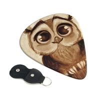 Cute Owl Guitar Picks, 6 Pcs Guitar Plectrums double-sided printing, suitable for acoustic, electric and bass guitars, including 0.46 mm 0.71 mm 0.96 mm