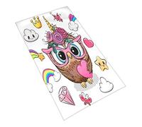 Cute Owl Hand Towels Unicorn Girl Animal and Set of Cute Design Elements Rainbow Stars Butterfly Soft Absorbent Hand Towel Spa Gym Hotel Bath Bathroom Shower Towel