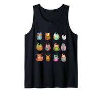 Cute Owl Illustration Colorful Cartoon Animal Design Tank Top