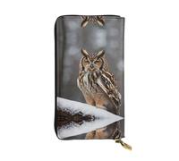 Cute owl Long leather wallet, portable credit card holder, zippered coin purse, and ID compartment