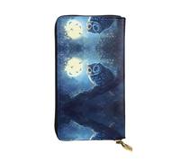 Cute owl Long leather wallet, portable credit card holder, zippered coin purse, and ID compartment