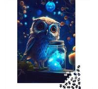 Cute Owl Luminous Glow 1000-Piece Puzzle for Adults, 38x26cm/1000pcs; Family Table Time Without A Screen; White Cardboard for Cleaner Sorting