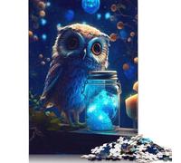 Cute Owl Luminous Glow Jigsaw Puzzles 1000 Piece for Teenagers Wooden Creative Puzzle Toy Family Game Difficulty Challenge Puzzles 1000pcs (75x50cm)