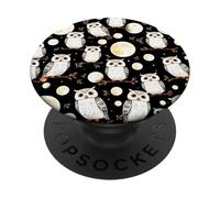 Cute Owl Moon Night Sky Stars Forest Animals Whimsical Art PopSockets Adhesive PopGrip