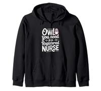 Cute Owl Nursing Registered Nurse Zip Hoodie