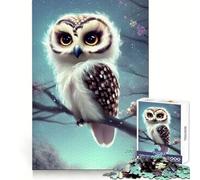 Cute Owl on A Branch 1000 Pieces Jigsaws Adults Puzzles Gifts Reason Skill Nice Thick Happy Challenge Fine Art (38x52cm)