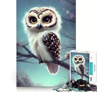 Cute Owl on A Branch Jigsaw Puzzles 1000 Pieces for Adults Strong Logic Color Fast Fun Challenge (50x75cm)