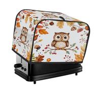 Cute Owl On Autumn Leaf Banch Toaster Cover 2 Slice Dust Cover for Bread Machine,Small Kitchen Appliance