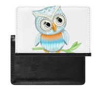 Cute Owl Passport Holder PU Leather Slim Passport Cover with Card Slots Travel Document Holder Cover