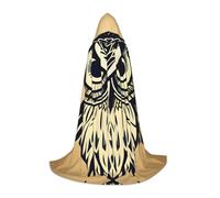 Cute Owl Print Adults Unisex Hooded Cloak Variety Robe For Halloween Cosplay Christmas Carnival, Black, Large