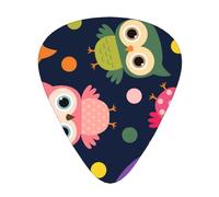 Cute Owl Print Animal Polka Dot,12 Pcs Guitar Pick,3 Different Thickness Plectrums for Acoustic Guitar Bass Ukulele (0.46mm 0.96mm 0.71mm)