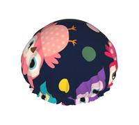 Cute Owl Print Animal Polka Dot,Shower Cap Nightcap Double Layer Waterproof Elastic Bath Cap Reusable Hair Cap