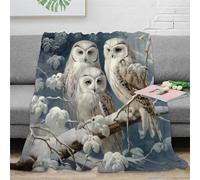 Cute Owl Print Blanket for Sofa Couch Bed Fleece Throw Blanket Decorative Cartoon Anime Theme Sherpa Blanket 3D Pattern Plush Fuzzy Blanket 50x60inch(127x152cm)