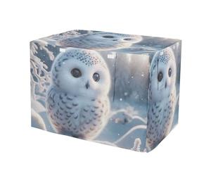 Cute Owl Print Dog Crate Covers Wind-Resistant Pet Cage Cover with Openings, Reduces Barking Small